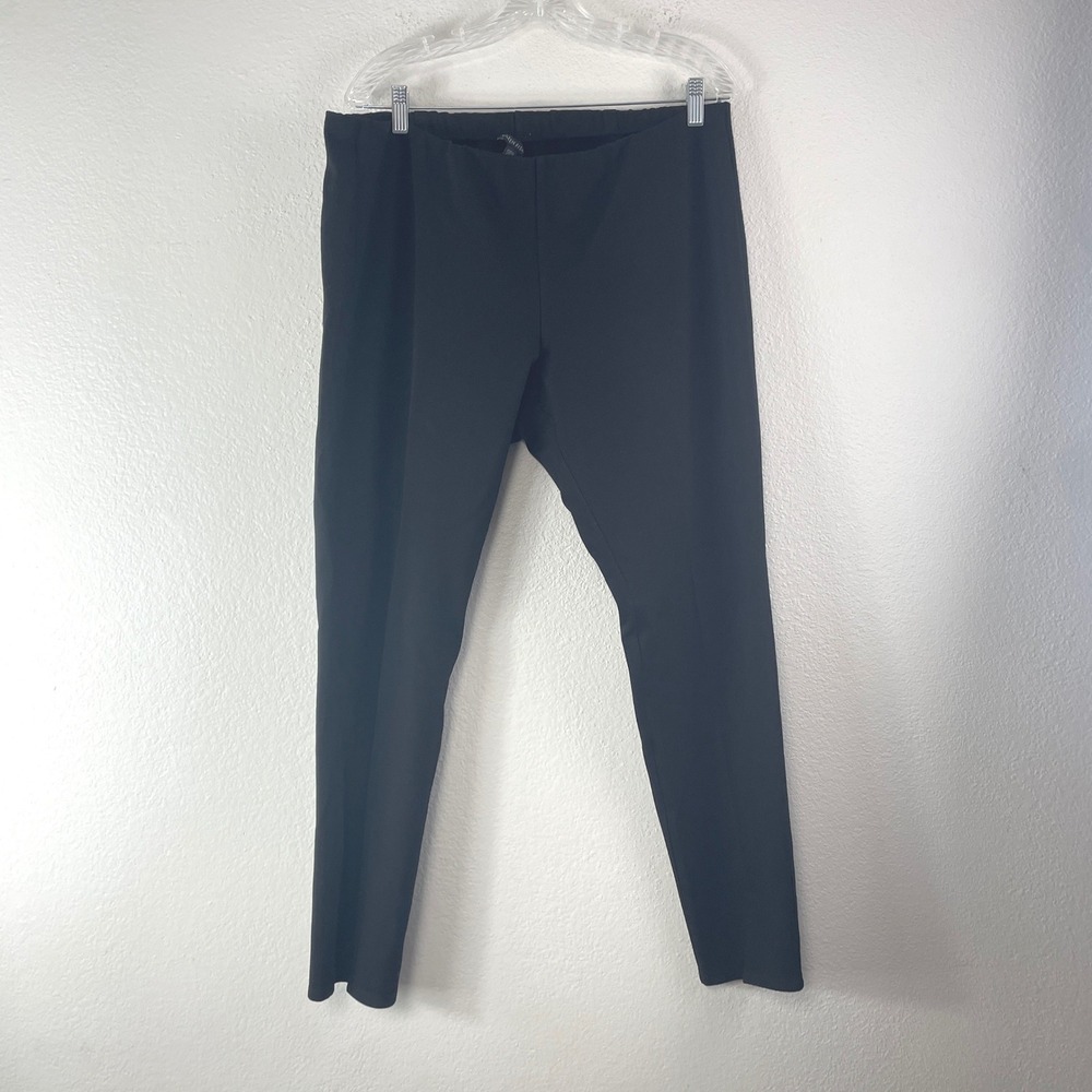Eileen Fisher Slim Leg Ankle Pants Size Large Black Minimalist Professional L